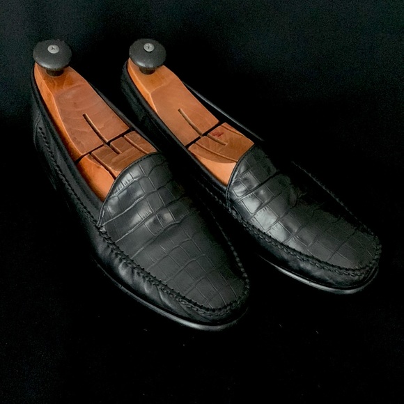 BERNINI Embossed Alligator Leather Loafers - Picture 2 of 8